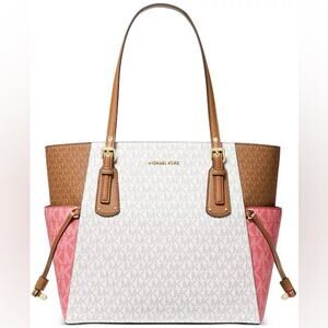 Michael Kors Voyager Tote Purse Bag Brown Pink White NWT NEW